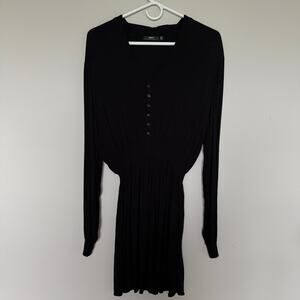 Obey Womens Dress Medium Black Mini Elastic Waist Babydoll Minimalist Boho